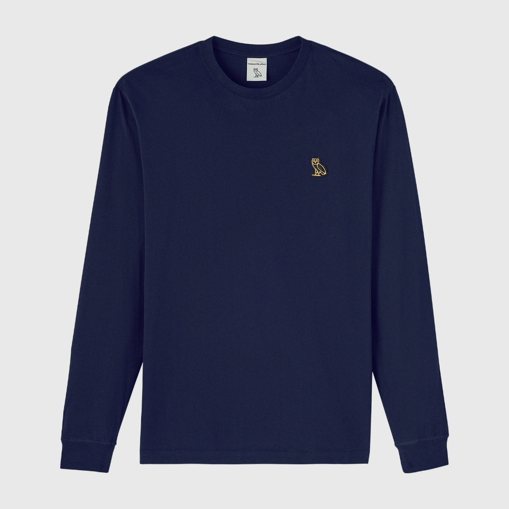 OVO October's Very Own Men's Classic Long Sleeve Navy Gold Owl Large